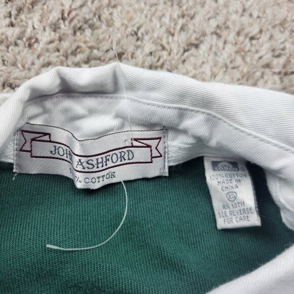 VTG John Ashford Rugby Polo Shirt XL Striped Collar Boat Outdoor Preppy 90s - Picture 2 of 10